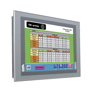 ESA Automation IT Series widescreen HMI touchscreen operator panel displaying system monitoring interface.