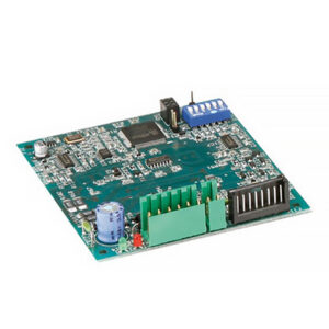 RTA CSD Series CSD 02 open-frame stepper motor drive circuit board with DIP switches and connectors.