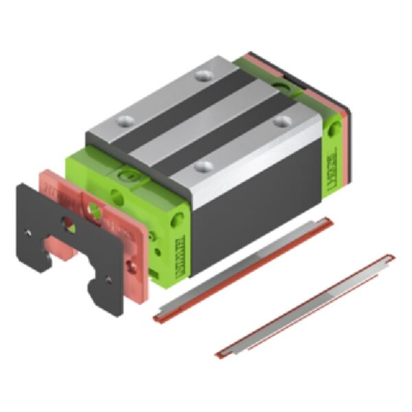 Genuine HIWIN Linear Guideway, ZZ Type, Add-on Dustproof Kit Exploded View as Installed on Block