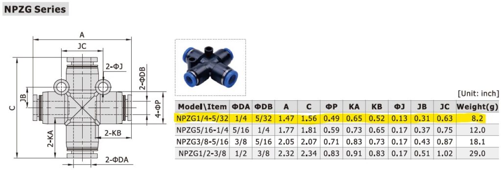 Dimensional Data for AirTAC NPZG1/4-5/32