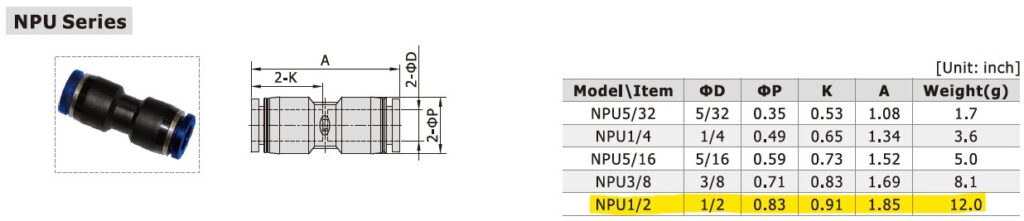 Dimensional Data for AirTAC NPU1/2