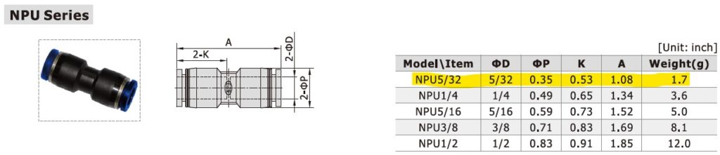 Dimensional Data for AirTAC NPU5/32