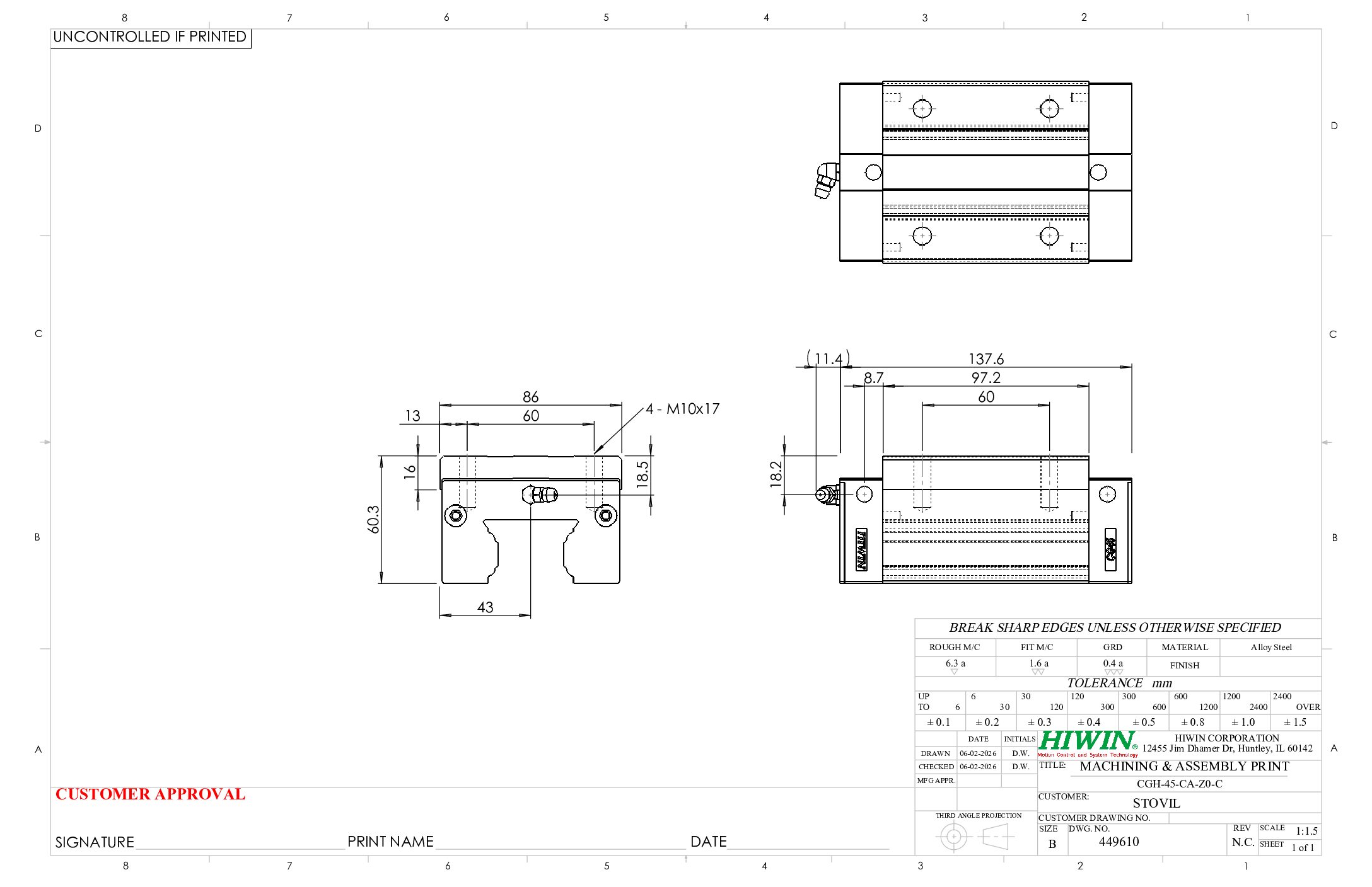 HIWIN CGH-45-CA-Z0-C Block - Image 2