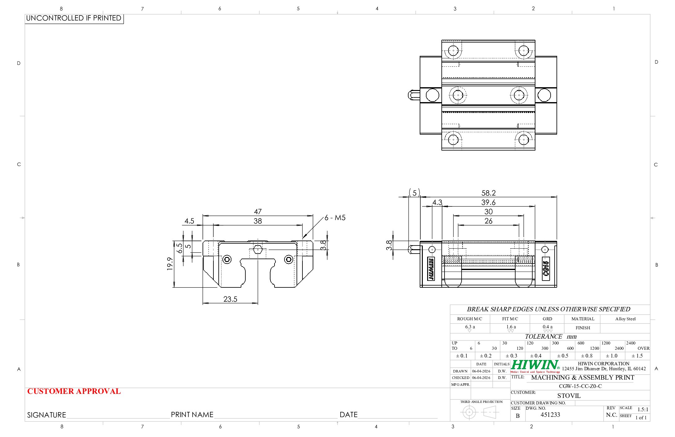 HIWIN CGW-15-CC-Z0-C Block - Image 2