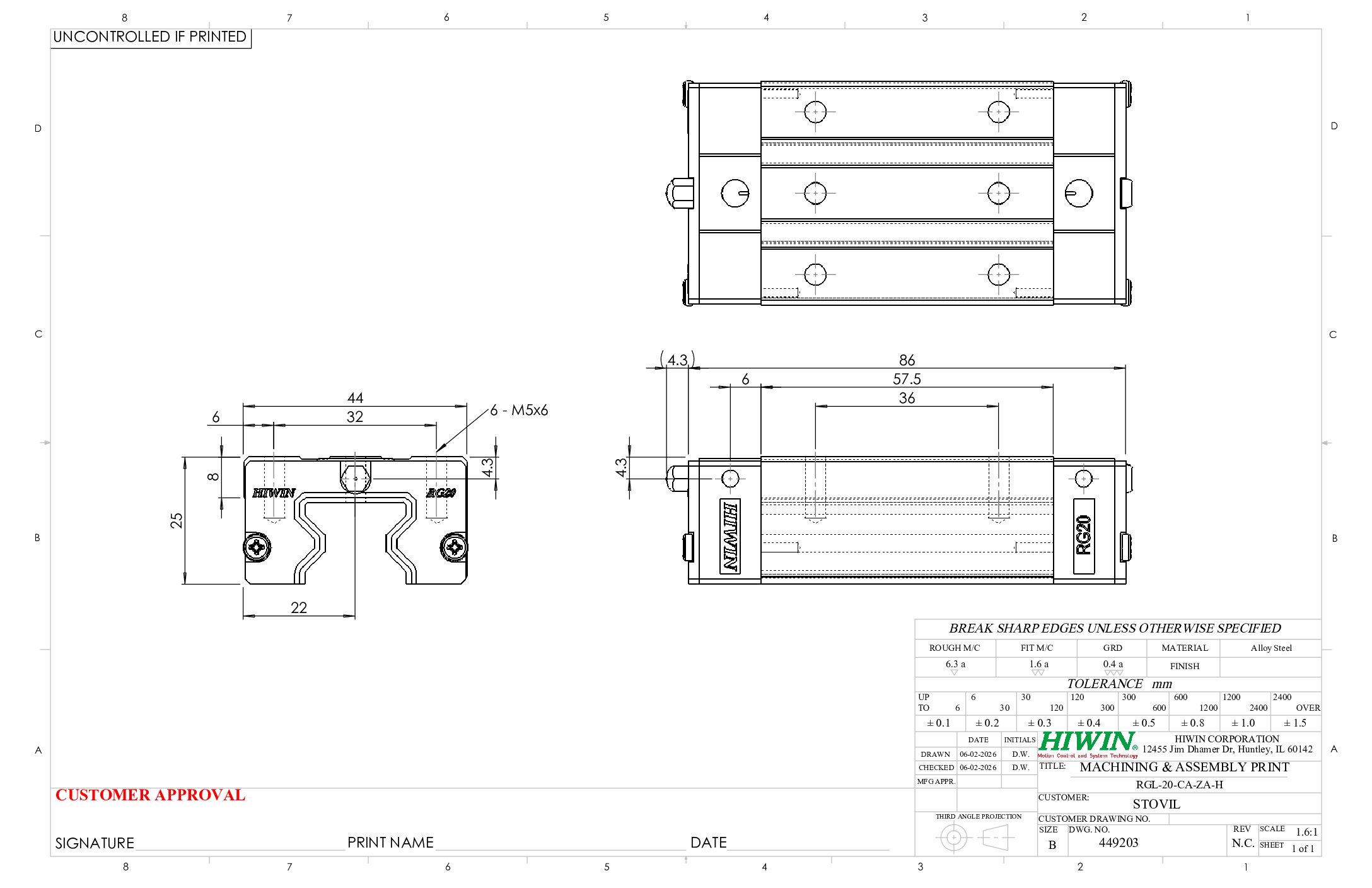 HIWIN RGL-20-CA-ZA-H Block - Image 2