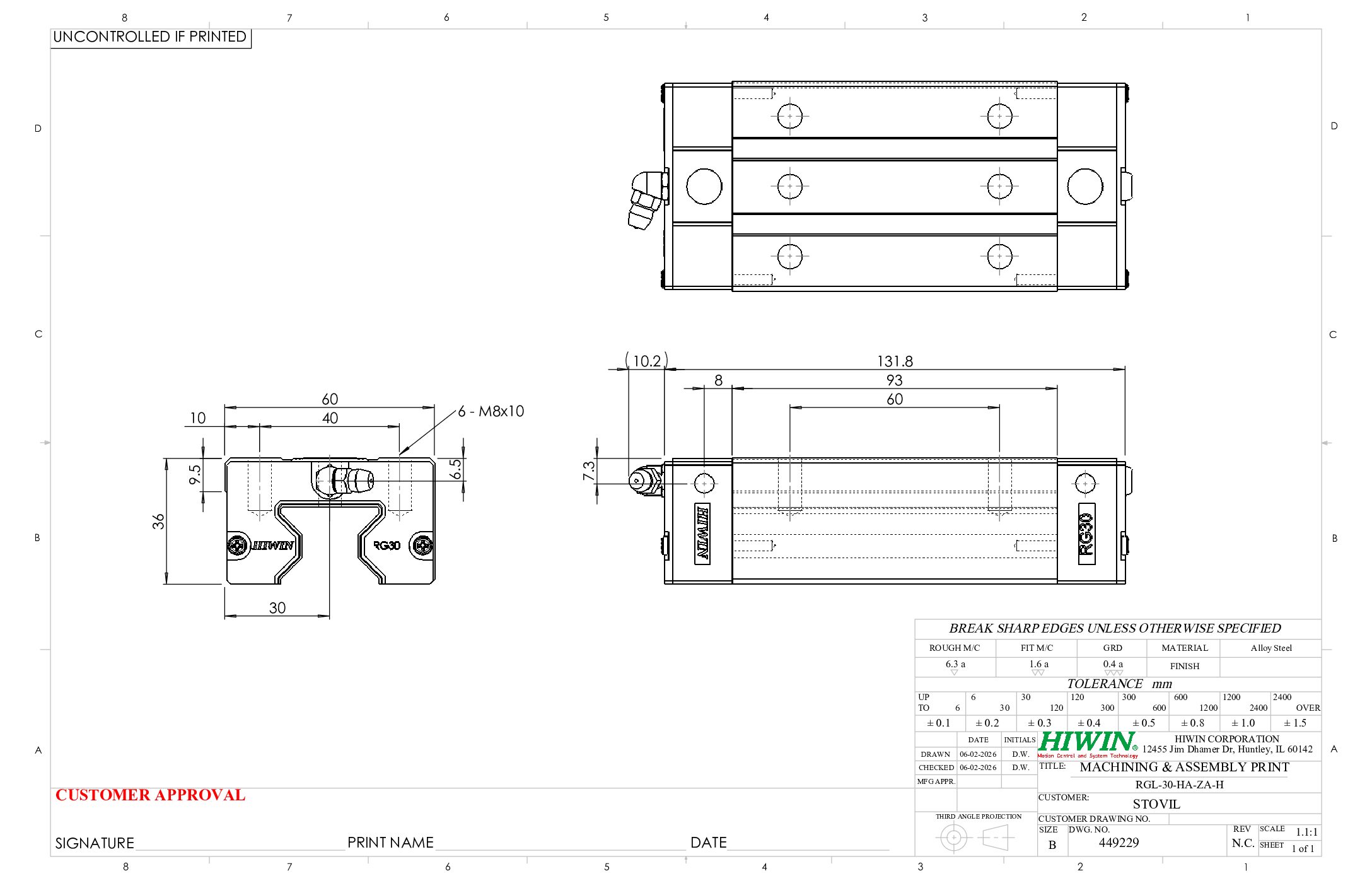 HIWIN RGL-30-HA-ZA-H Block - Image 2