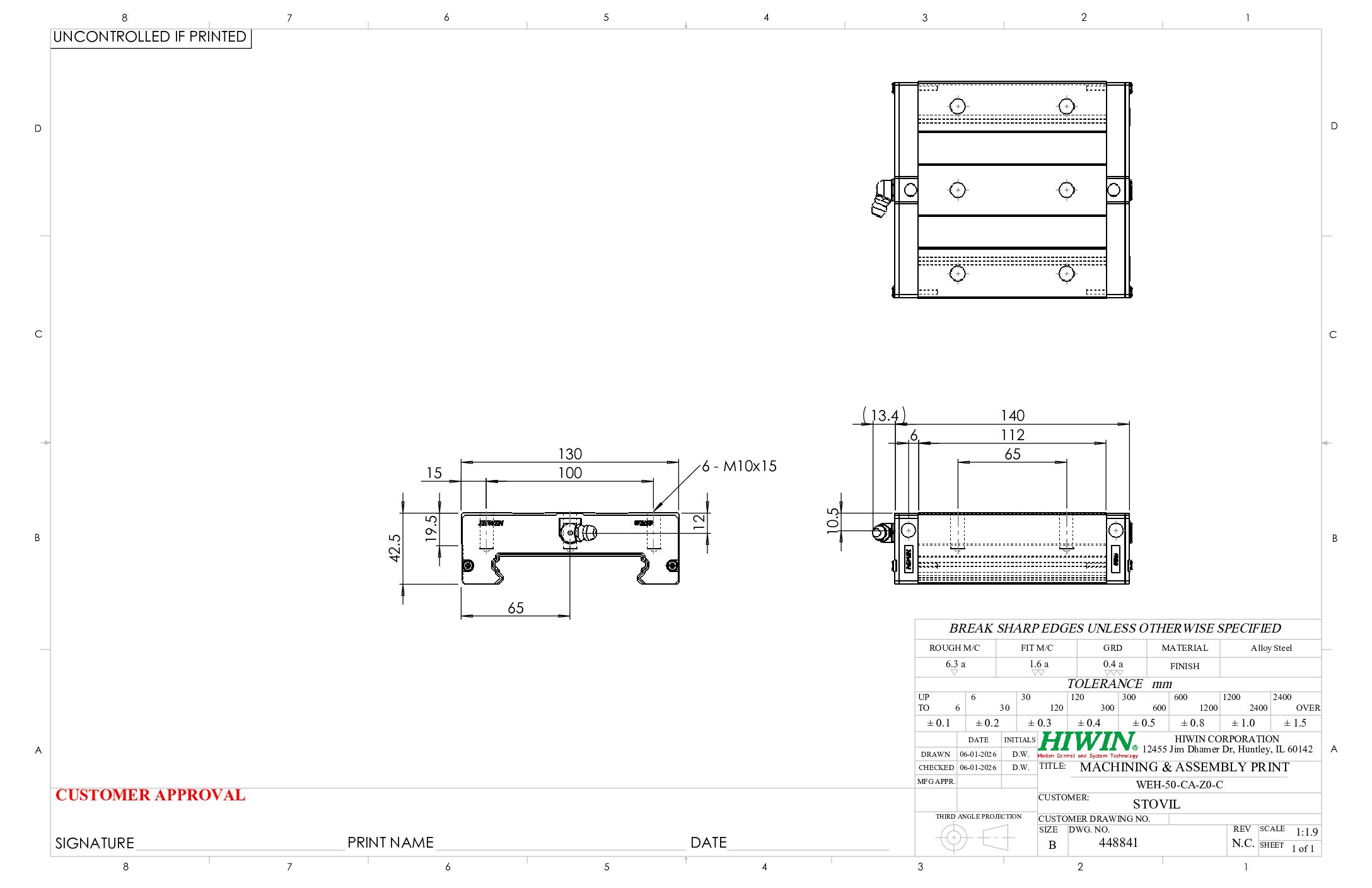 HIWIN WEH-50-CA-Z0-C Block - Image 2