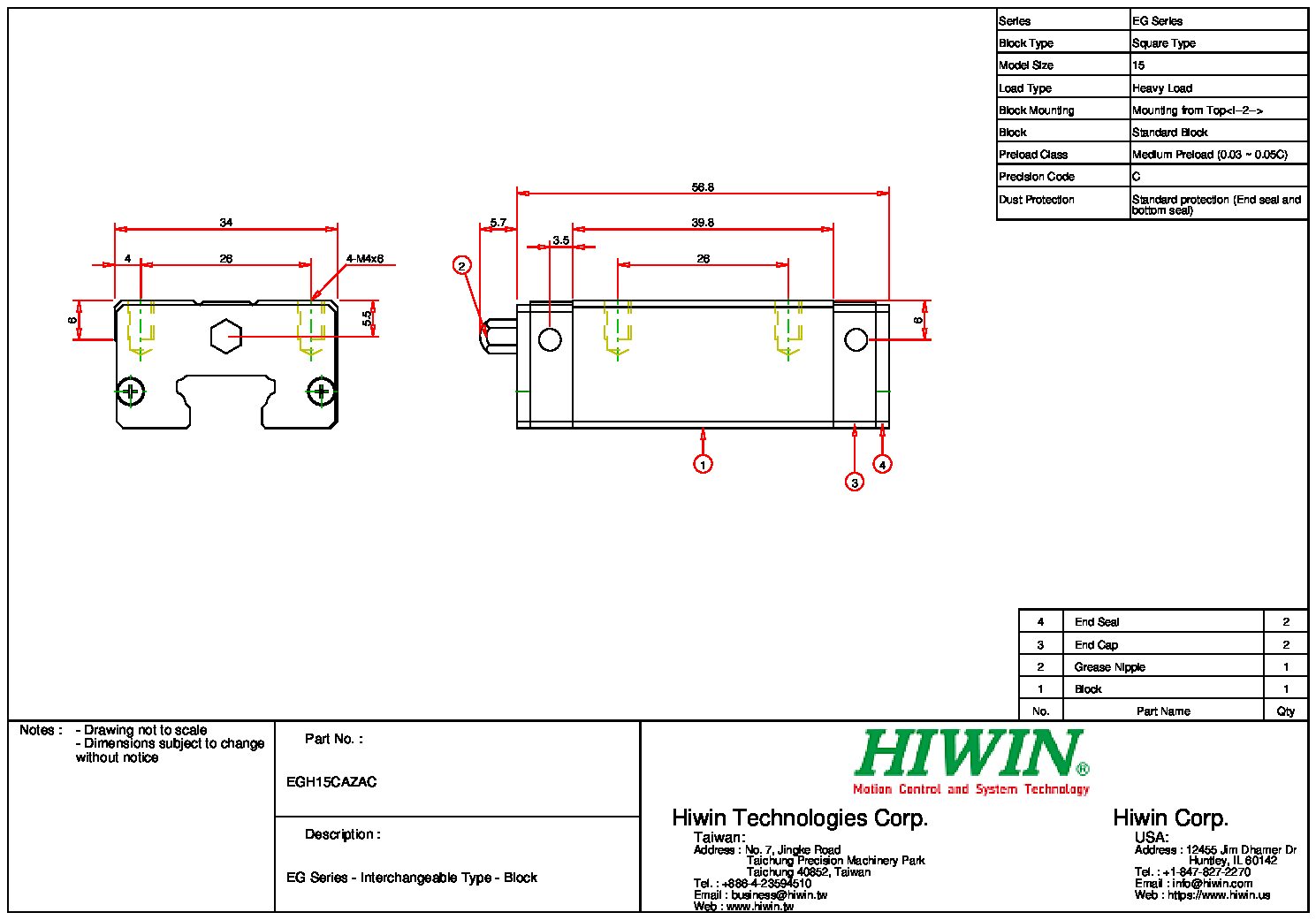 HIWIN EGH-15-CA-ZA-C Block - Image 2