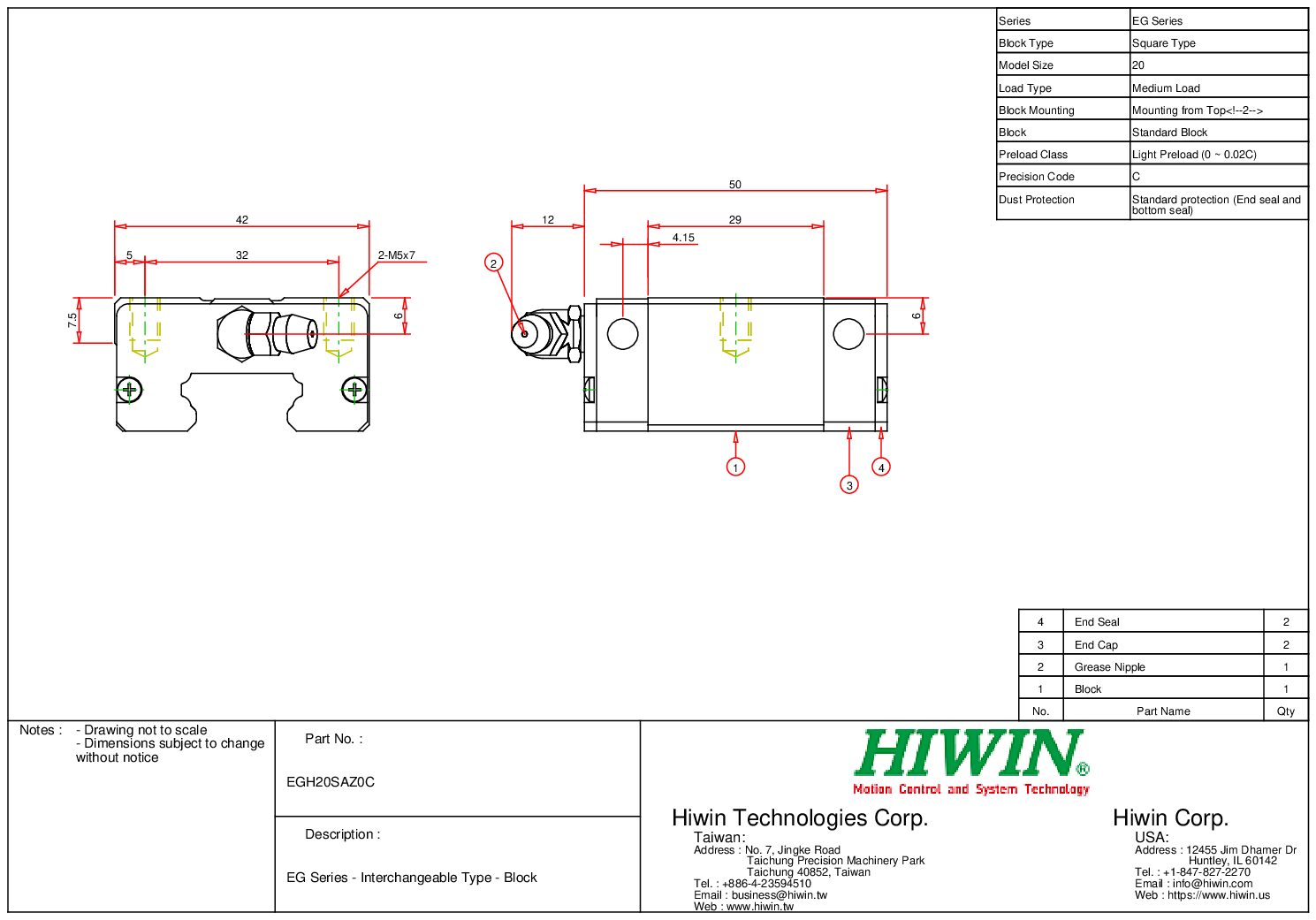 HIWIN EGH-20-SA-Z0-C Block - Image 2