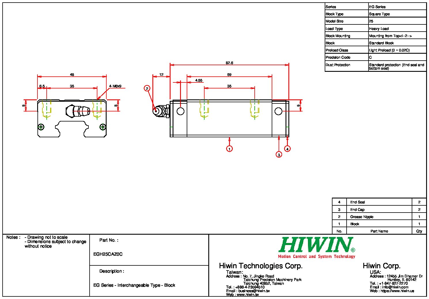HIWIN EGH-25-CA-Z0-C Block - Image 2