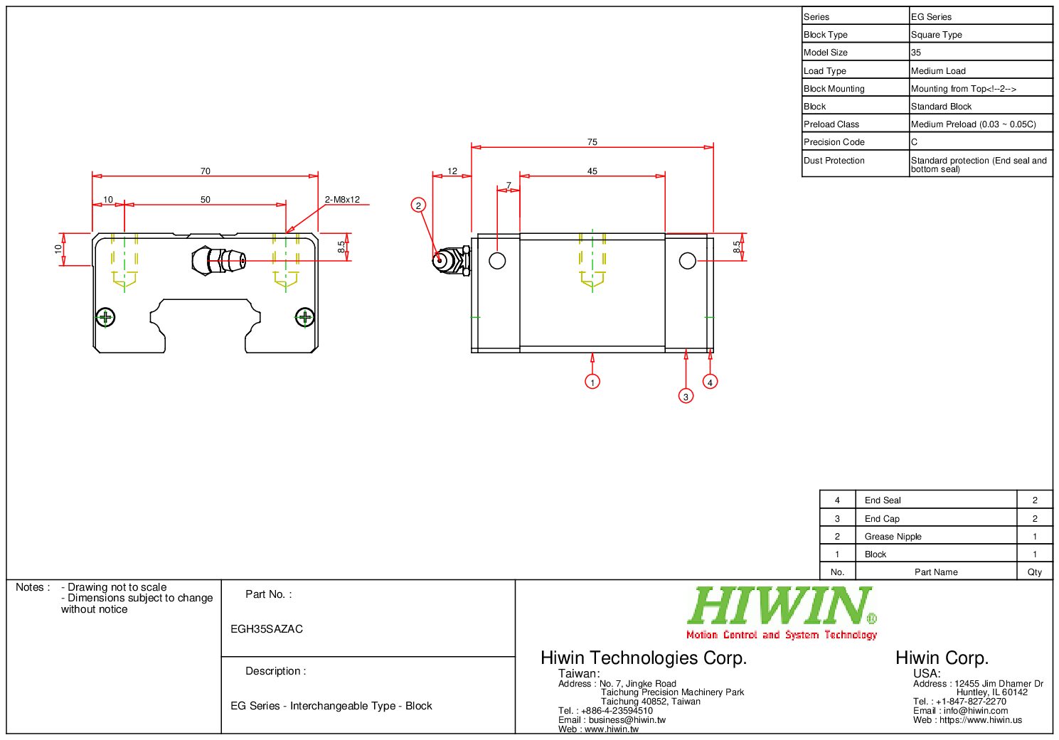 HIWIN EGH-35-SA-ZA-C Block - Image 2