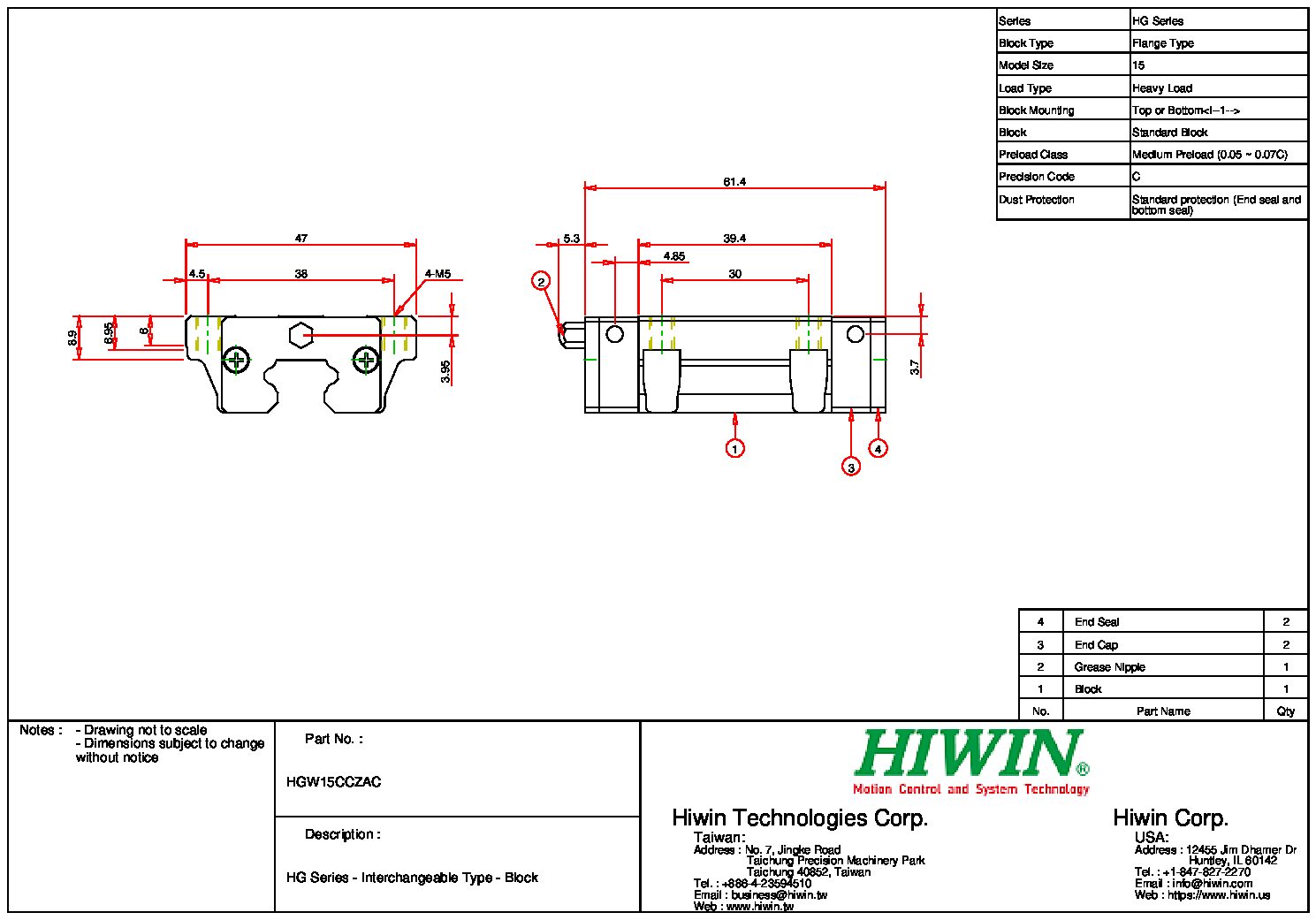 HIWIN HGW-15-CC-ZA-C Block - Image 2