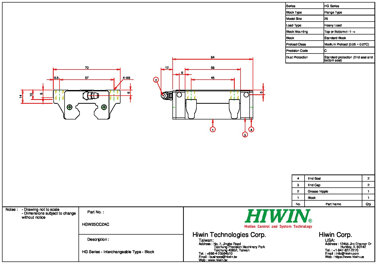 HIWIN HGW-25-CC-ZA-C Block - Image 2