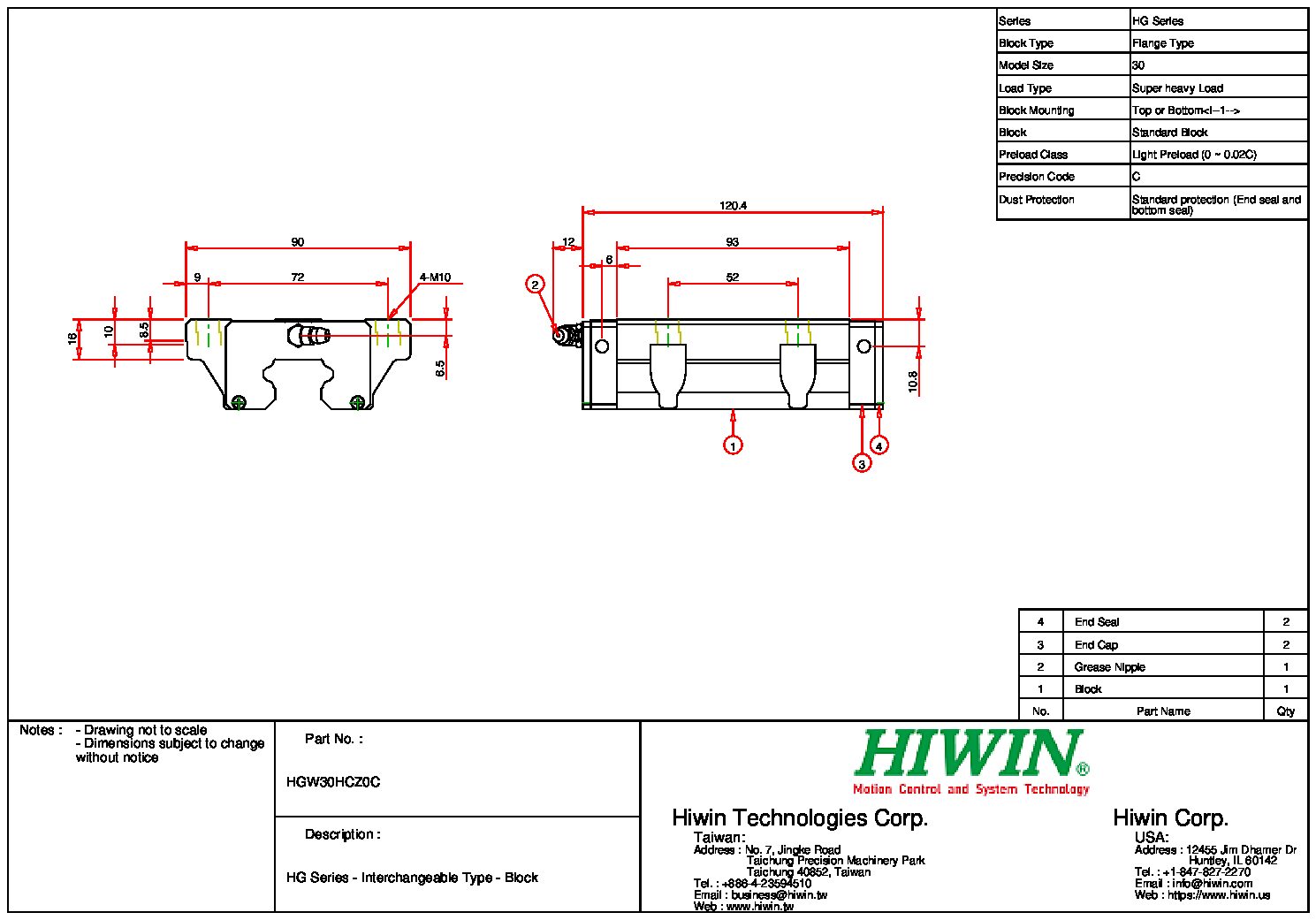 HIWIN HGW-30-HC-Z0-C Block - Image 2