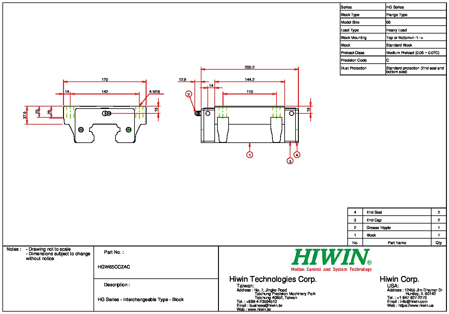 HIWIN HGW-65-CC-ZA-C Block - Image 2