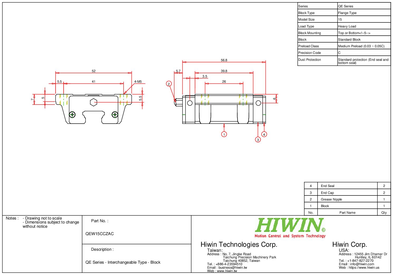 HIWIN QEW-15-CC-ZA-C Block - Image 2
