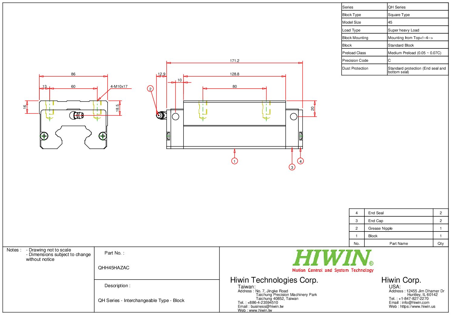 HIWIN QHH-45-HA-ZA-C Block - Image 2