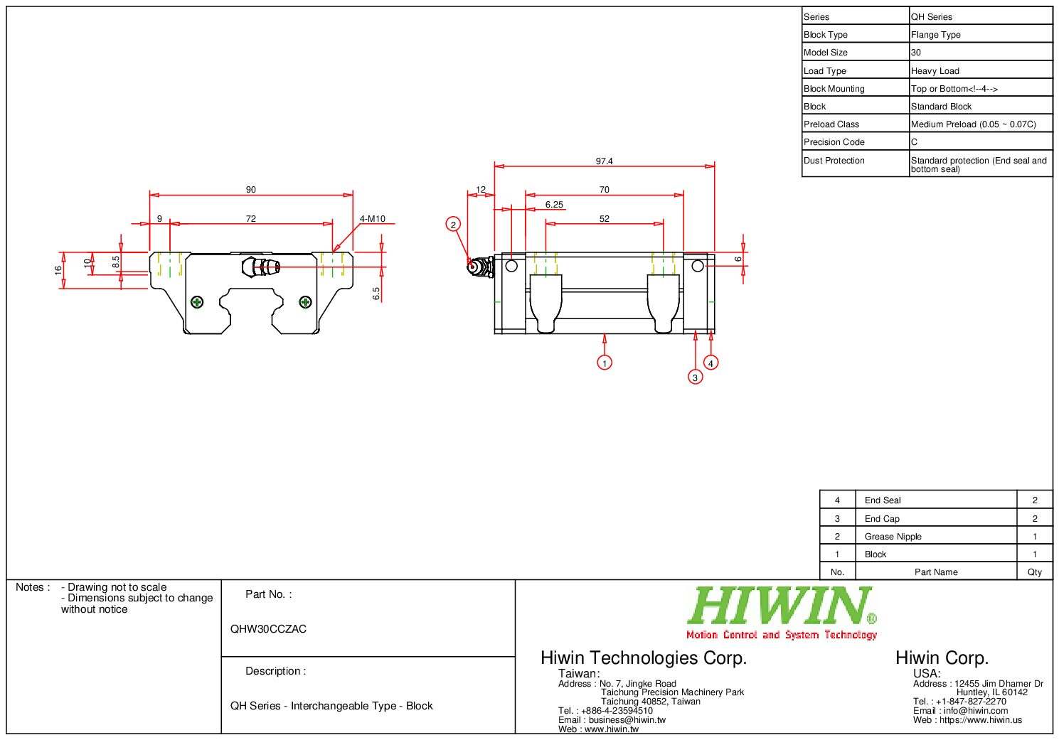 HIWIN QHW-30-CC-ZA-C Block - Image 2