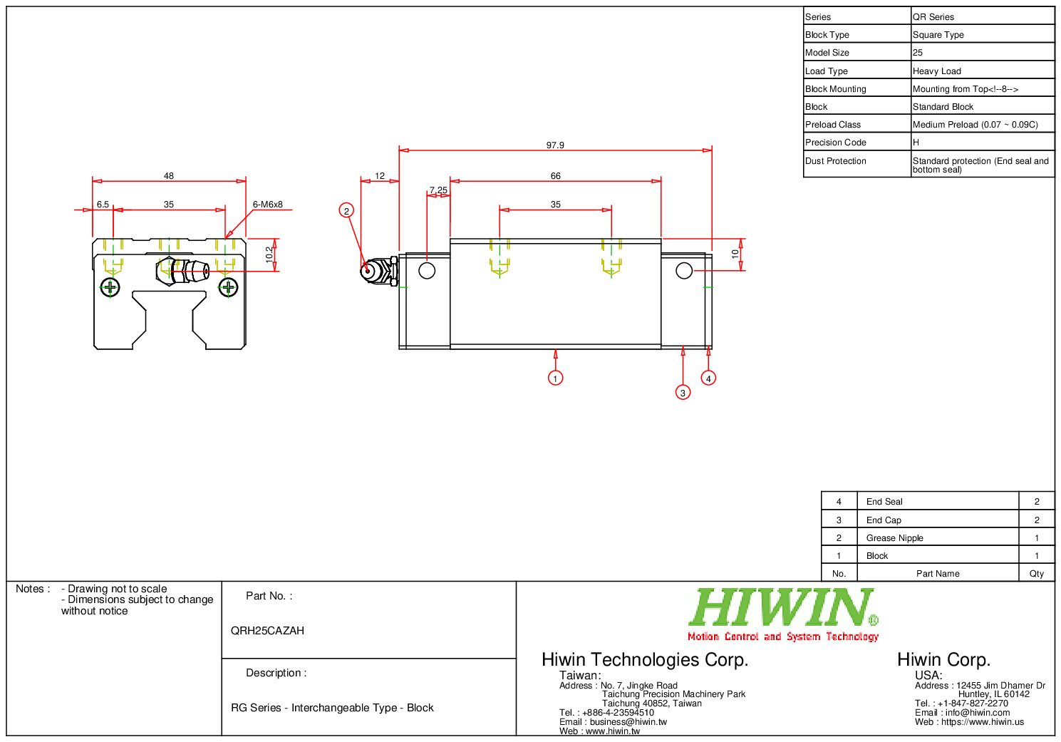 HIWIN QRH-25-CA-ZA-H Block - Image 2