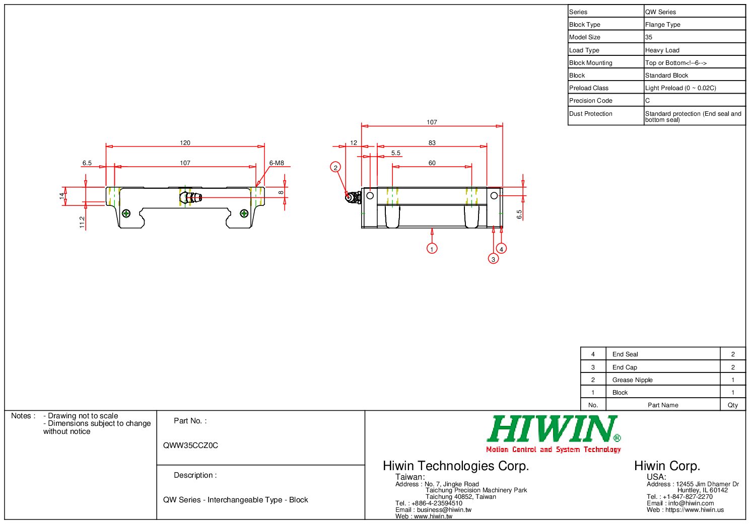 HIWIN QWW-35-CC-Z0-C Block - Image 2