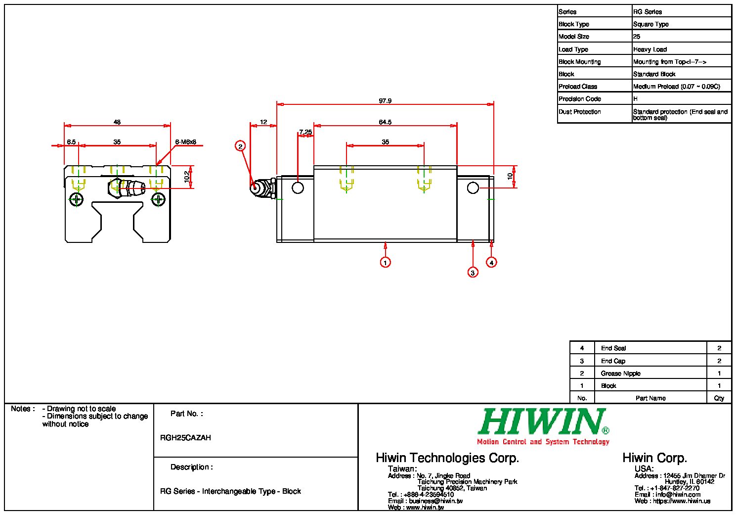 HIWIN RGH-25-CA-ZA-H Block - Image 2