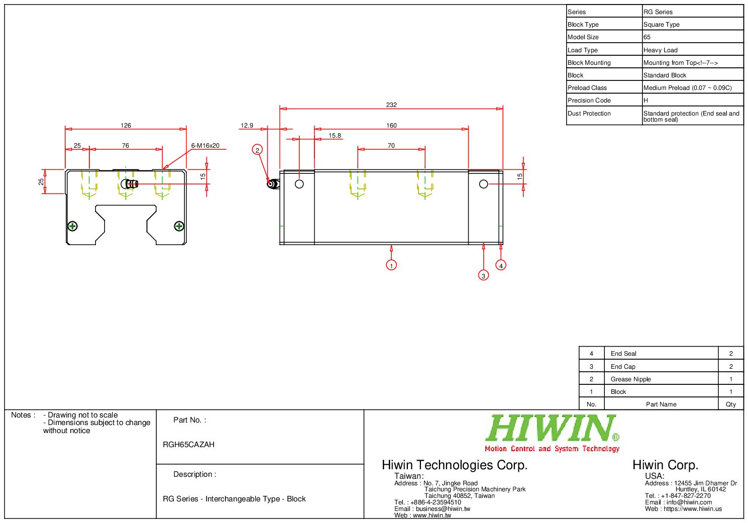 HIWIN RGH-65-CA-ZA-H Block - Image 2