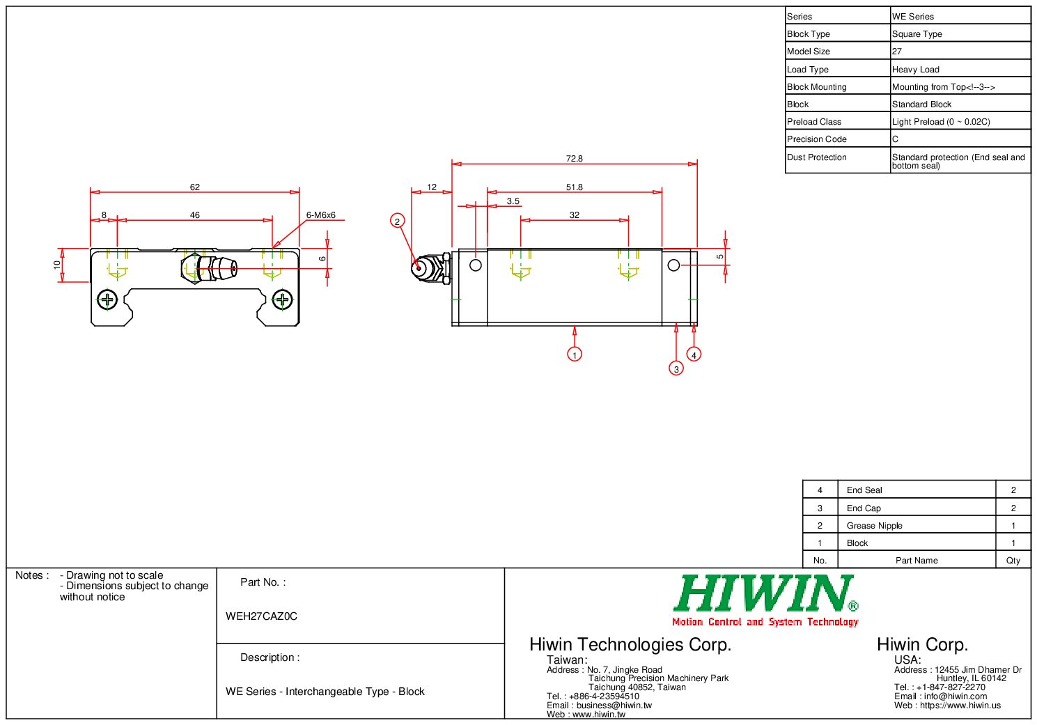 HIWIN WEH-27-CA-Z0-C Block - Image 2